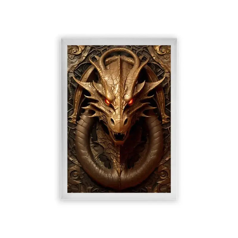 The Dragon's Gaze Framed Poster White Premium Wood