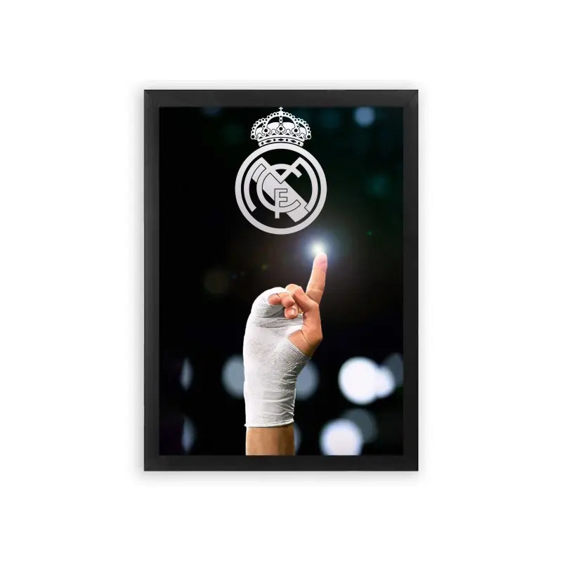 Real Madrid 'Grasping Victory' Framed Poster Black Premium Wood