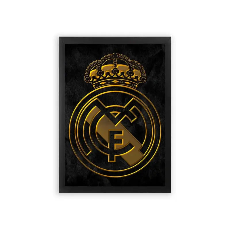 Real Madrid 'The Golden Crown' Framed Poster Black Premium Wood