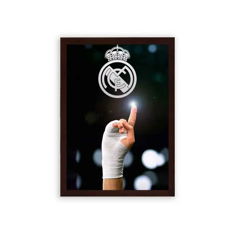 Real Madrid 'Grasping Victory' Framed Poster Brown Premium Wood