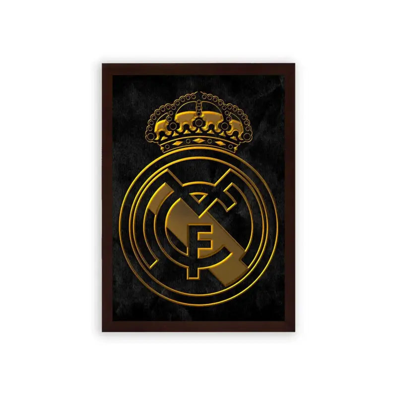 Real Madrid 'The Golden Crown' Framed Poster Brown Premium Wood