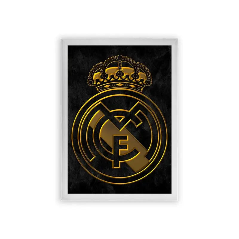 Real Madrid 'The Golden Crown' Framed Poster White Premium Wood