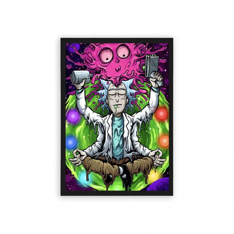 Rick & Morty 'Cosmic Meditation' Framed Poster Black Hard Fiber