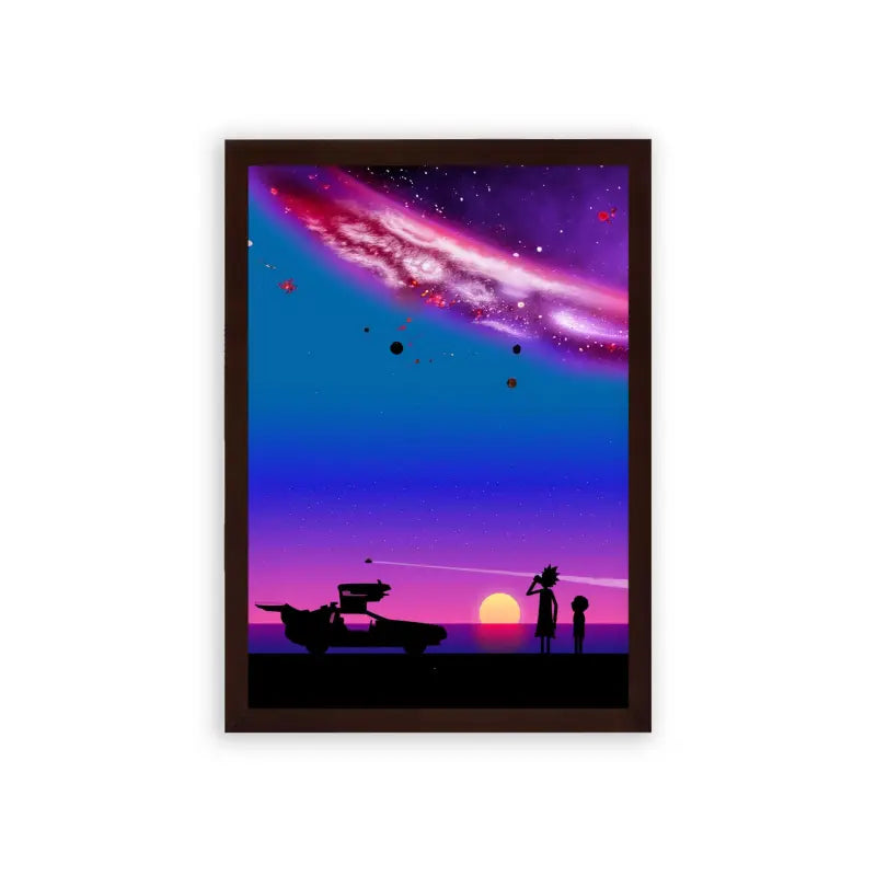 Rick & Morty 'Galactic Scenery' Framed Poster Brown Premium Wood