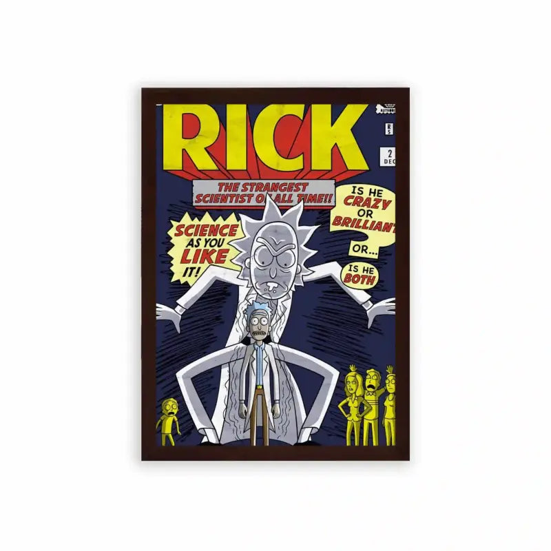 Rick & Morty 'The Strangest Scientist Of All Time' Framed Poster Brown Premium Wood