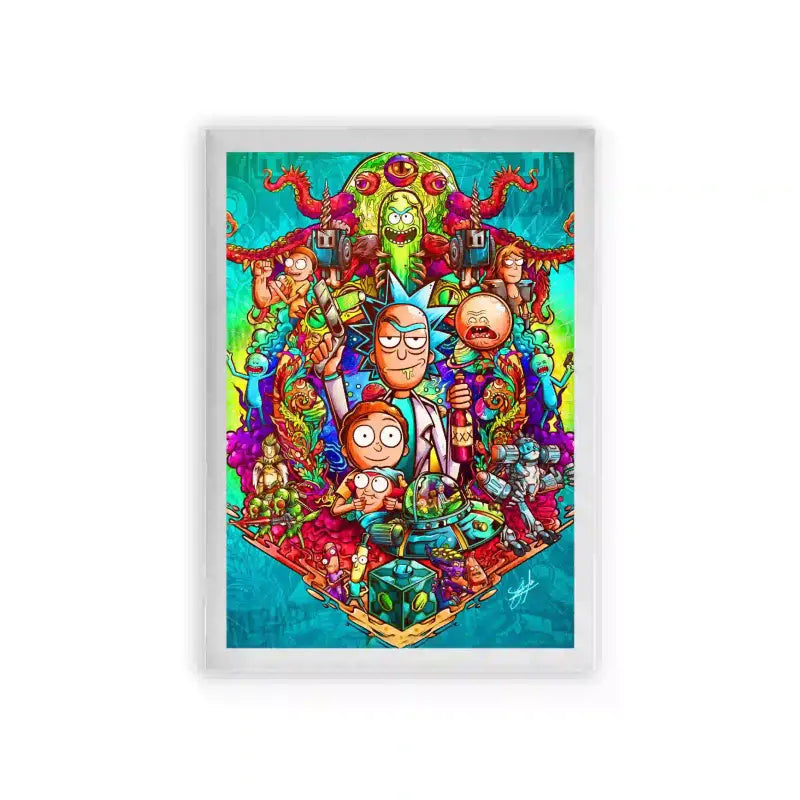 Rick & Morty 'Galactic Oddities' Framed Poster White Premium Wood