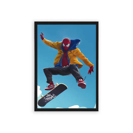 Skate 'Skate Park Superhero' Framed Poster Black Hard Fiber