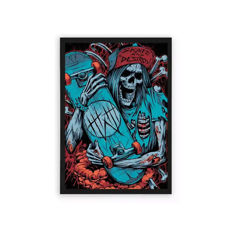 Skate 'Skate and Destroy' Framed Poster Black Hard Fiber