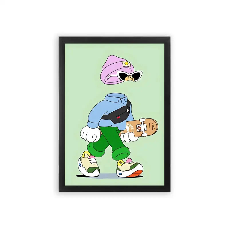 Skate 'Cool Kicks' Framed Poster Black Premium Wood