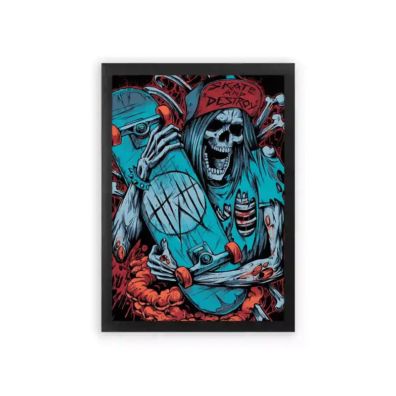 Skate 'Skate and Destroy' Framed Poster Black Premium Wood