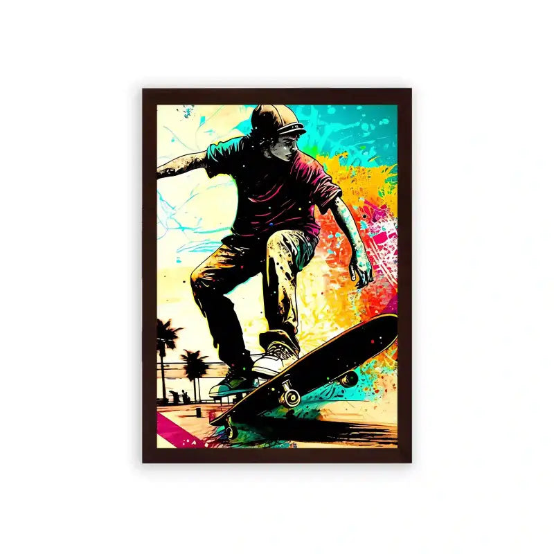 Skate 'Skater's Palette' Framed Poster Brown Premium Wood