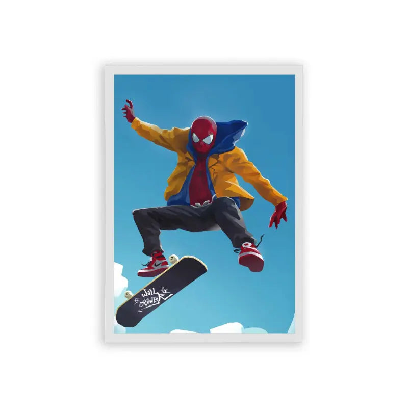 Skate 'Skate Park Superhero' Framed Poster White Hard Fiber