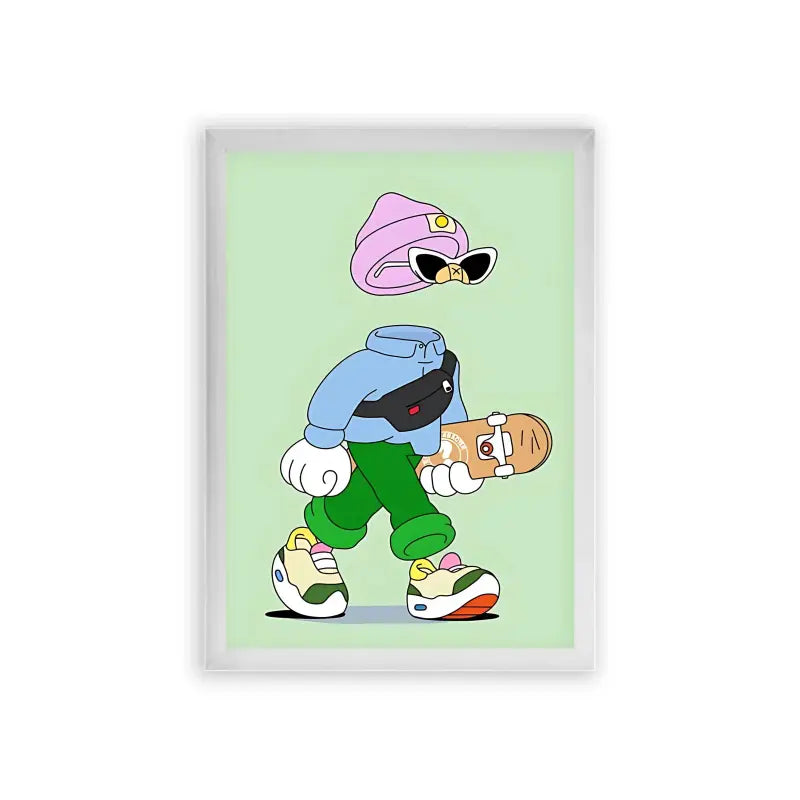 Skate 'Cool Kicks' Framed Poster White Premium Wood