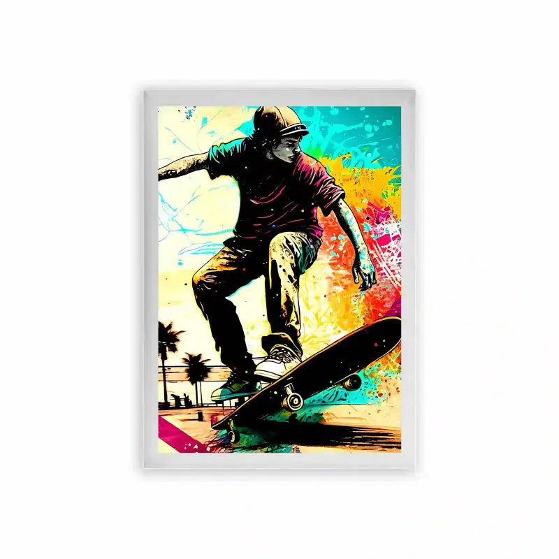 Skate 'Skater's Palette' Framed Poster White Premium Wood