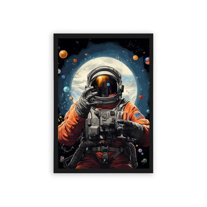 Astronaut 'Among The Planets' Framed Poster Black Hard Fiber