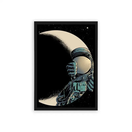 Astronaut 'Eclipse of the Explorer' Framed Poster Black Hard Fiber