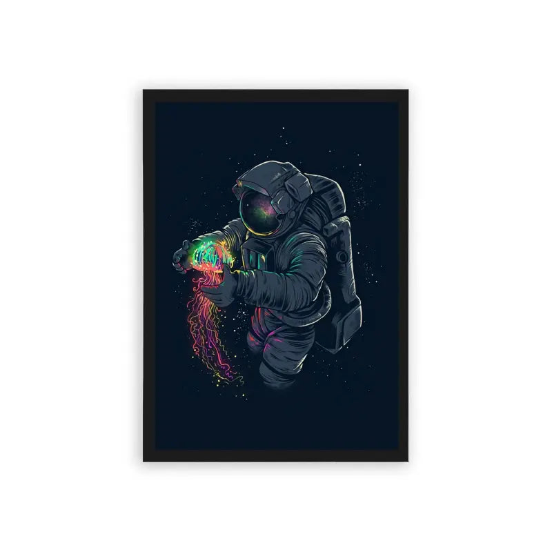 Astronaut 'Interstellar Reverie' Framed Poster Black Hard Fiber