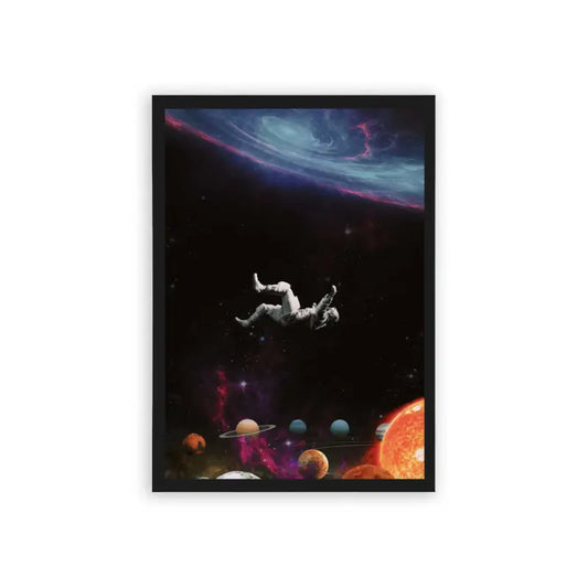 Astronaut 'Weightless Wanderer' Framed Poster Black Hard Fiber