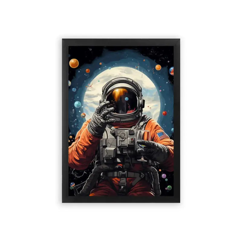 Astronaut 'Among The Planets' Framed Poster Black Premium Wood