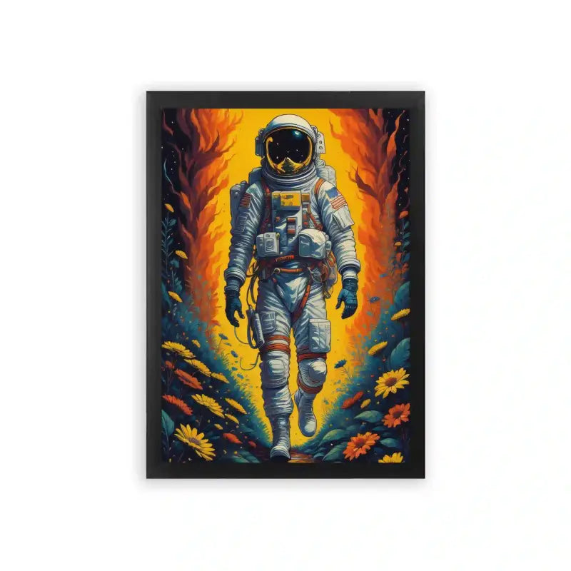 Astronaut 'Celestial Nomad' Framed Poster Black Premium Wood