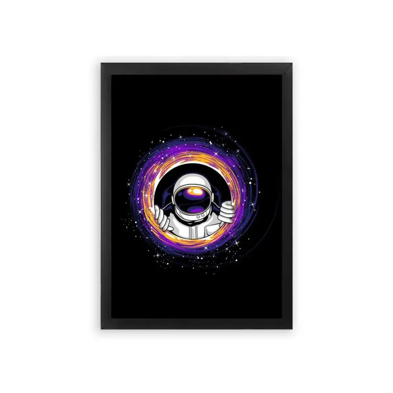 Astronaut 'Galactic Gateway' Framed Poster Black Premium Wood