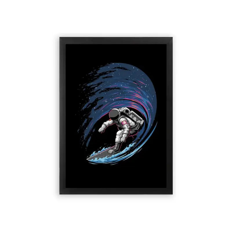 Astronaut 'Intergalactic Skater' Framed Poster Black Premium Wood