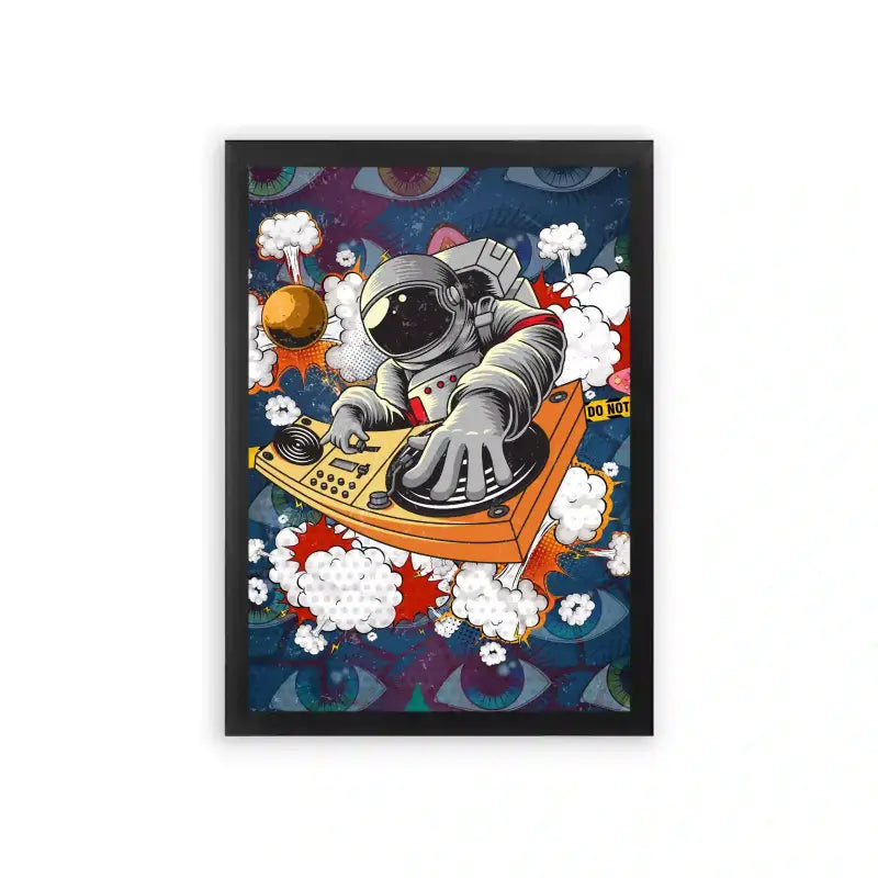 Astronaut 'Moonwalk Mix' Framed Poster Black Premium Wood