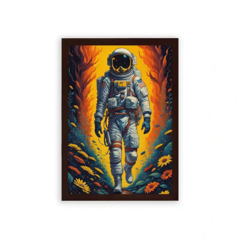 Astronaut 'Celestial Nomad' Framed Poster Brown Premium Wood