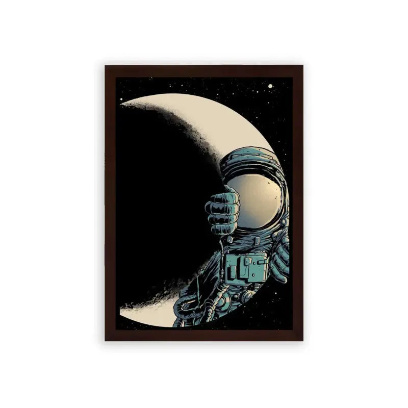 Astronaut 'Eclipse of the Explorer' Framed Poster Brown Premium Wood