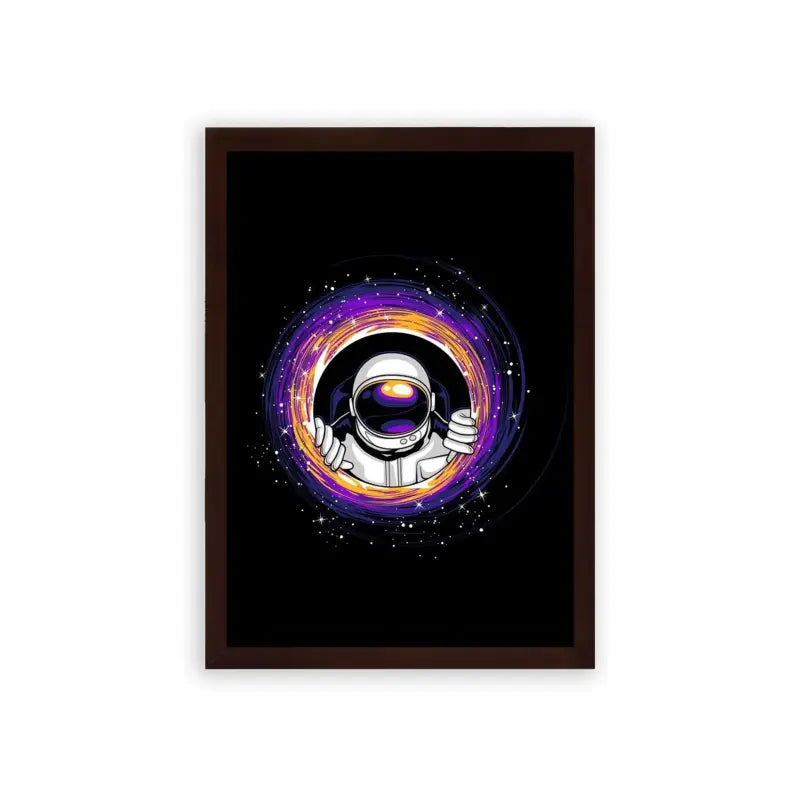 Astronaut 'Galactic Gateway' Framed Poster Brown Premium Wood