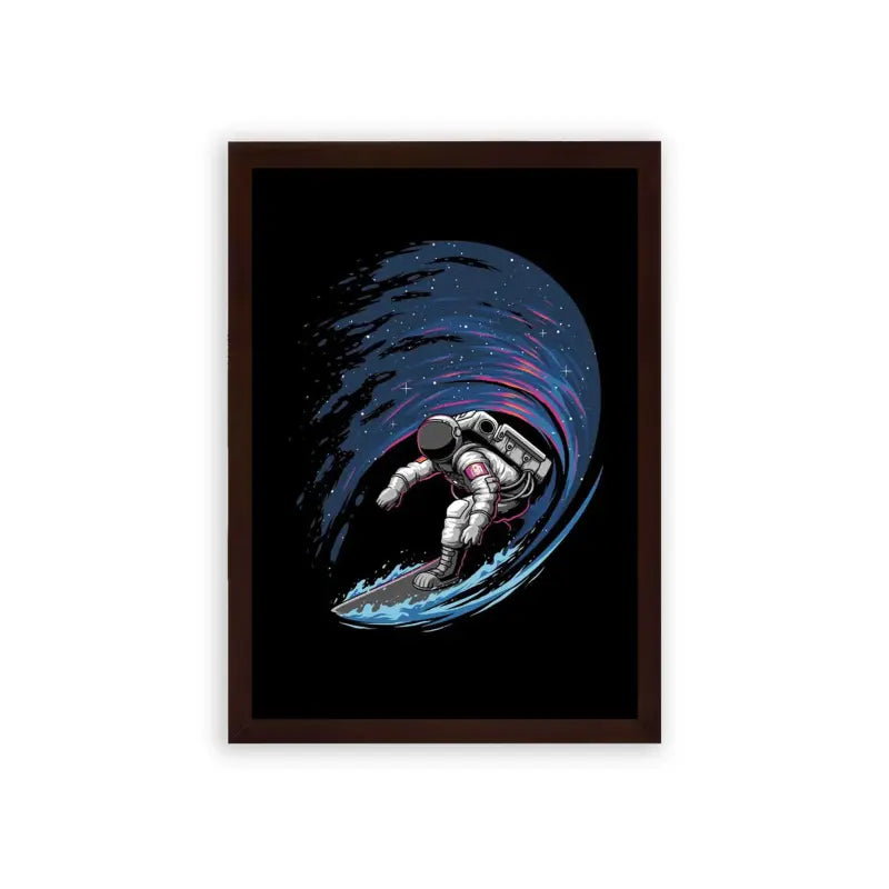 Astronaut 'Intergalactic Skater' Framed Poster Brown Premium Wood