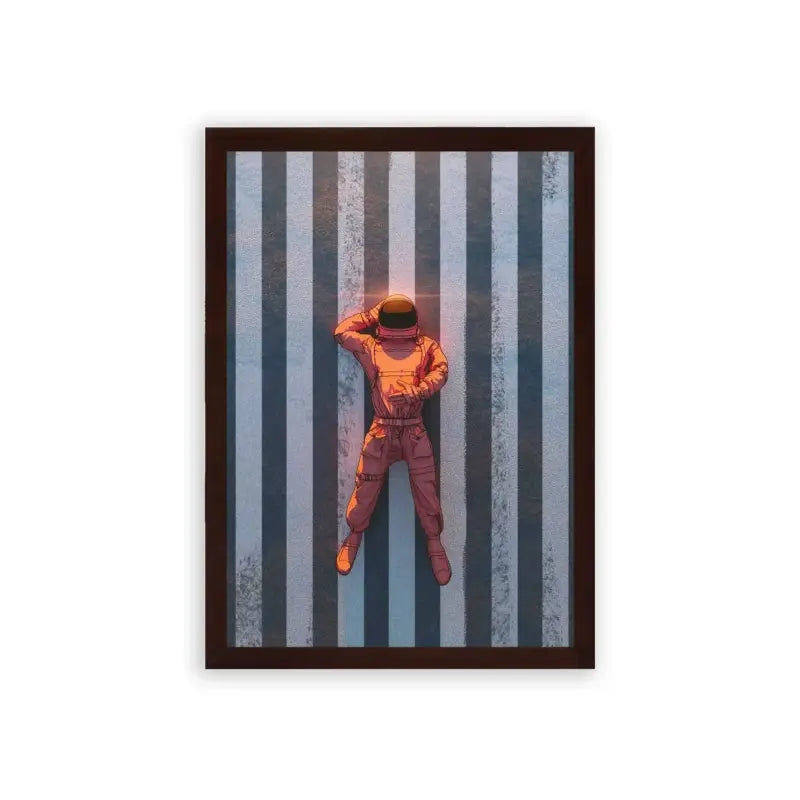 Astronaut 'Voyager' Framed Poster Brown Premium Wood