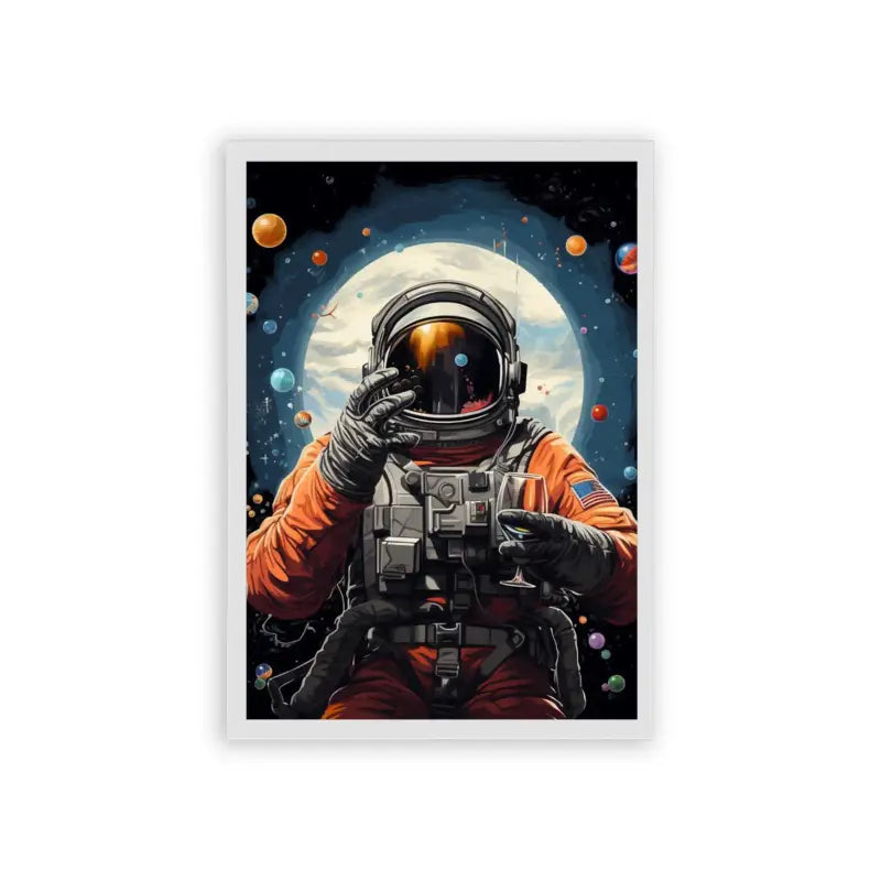 Astronaut 'Among The Planets' Framed Poster White Hard Fiber