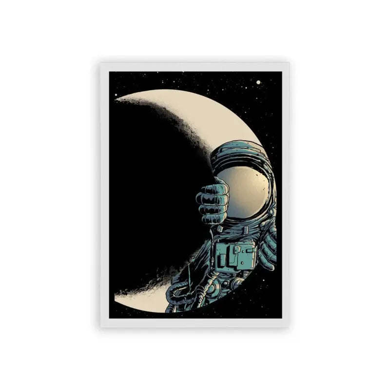 Astronaut 'Eclipse of the Explorer' Framed Poster White Hard Fiber