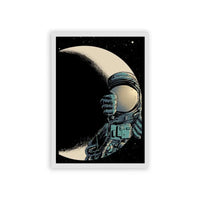 Astronaut 'Eclipse of the Explorer' Framed Poster White Hard Fiber