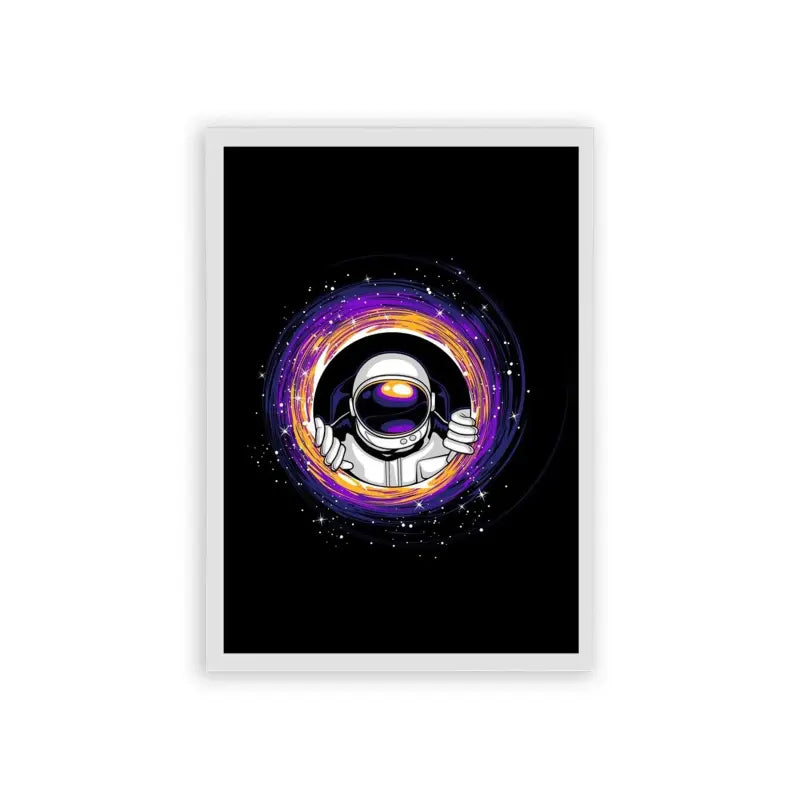 Astronaut 'Galactic Gateway' Framed Poster White Hard Fiber