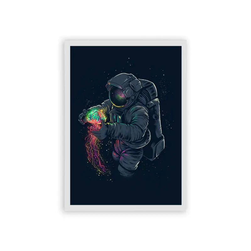 Astronaut 'Interstellar Reverie' Framed Poster White Hard Fiber