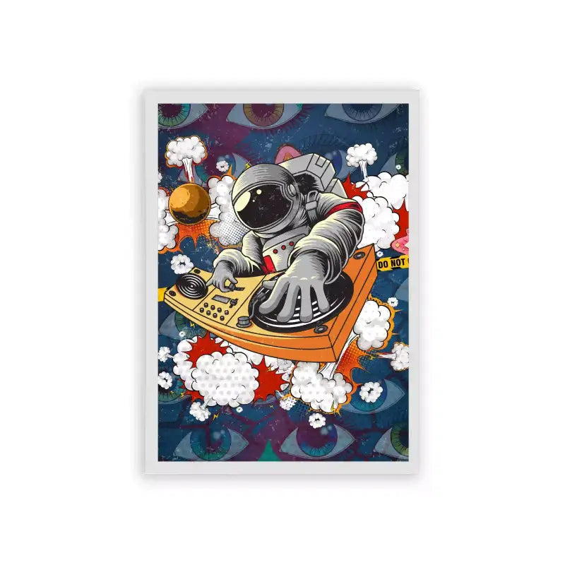 Astronaut 'Moonwalk Mix' Framed Poster White Hard Fiber