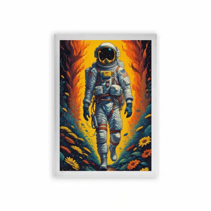 Astronaut 'Celestial Nomad' Framed Poster White Premium Wood