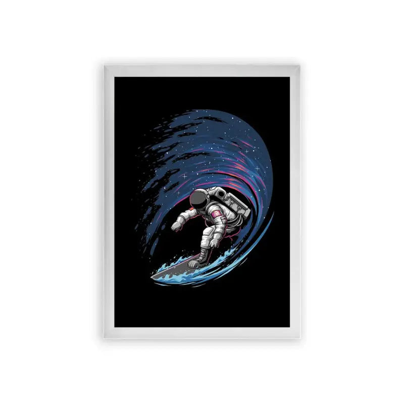 Astronaut 'Intergalactic Skater' Framed Poster White Premium Wood