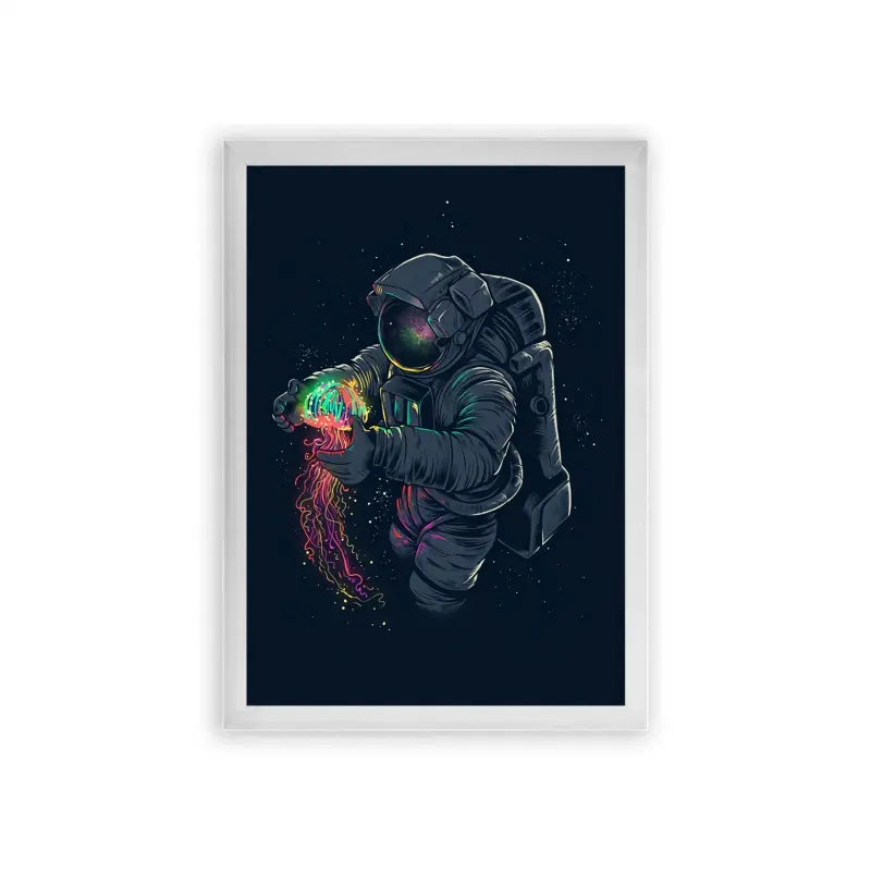 Astronaut 'Interstellar Reverie' Framed Poster White Premium Wood