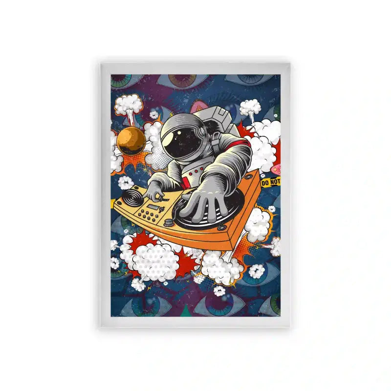 Astronaut 'Moonwalk Mix' Framed Poster White Premium Wood