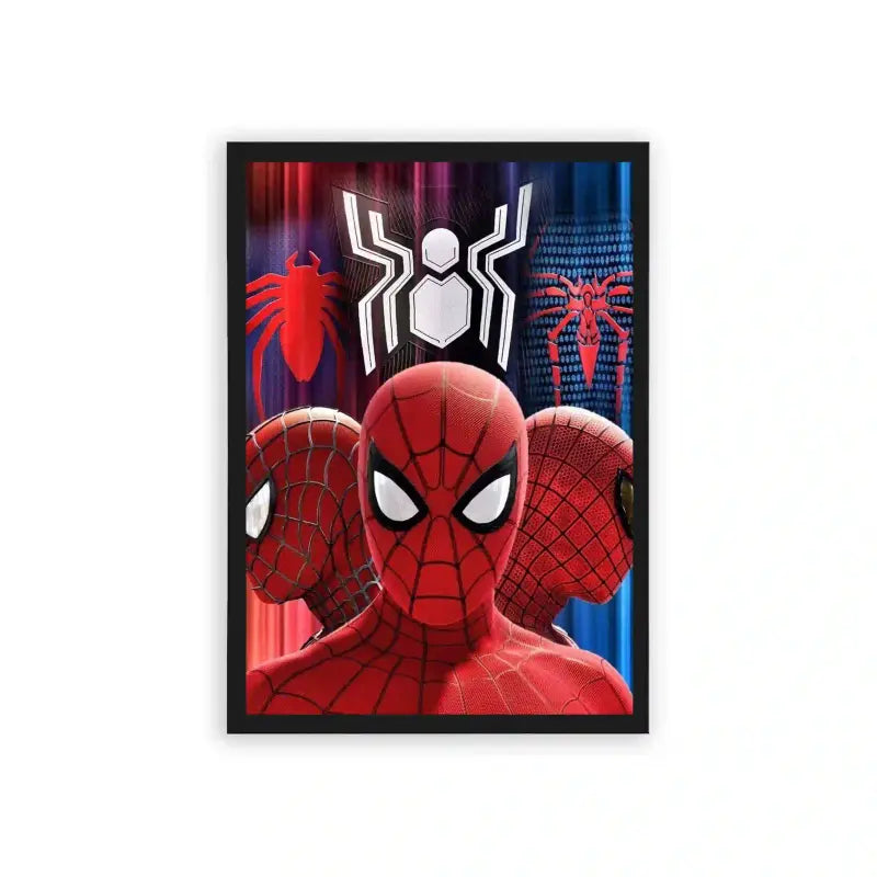 Spiderman 'A Spectrum of Suits' Framed Poster Black Hard Fiber