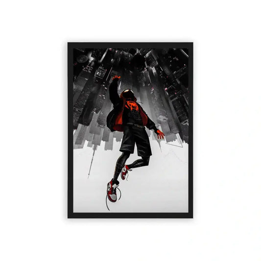 Spiderman 'The Spider's Descent' Framed Poster Black Hard Fiber