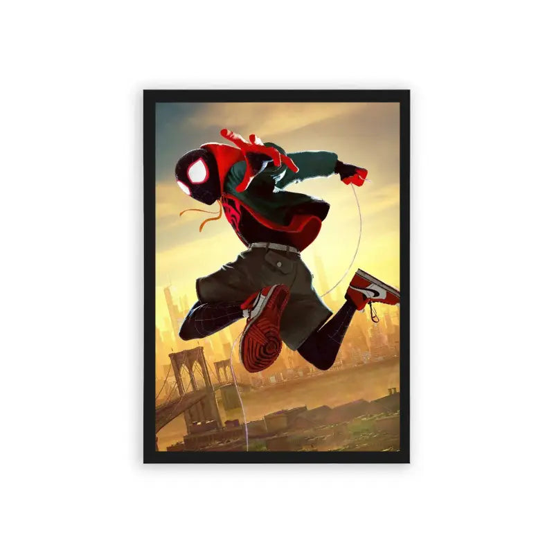 Spiderman 'Urban Swing' Framed Poster Black Hard Fiber