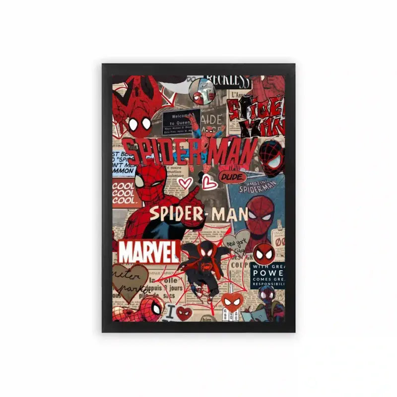 Spiderman 'Graphic Adventure' Framed Poster Black Premium Wood