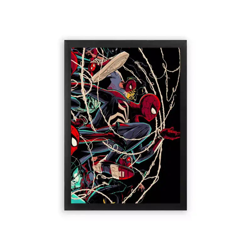 Spiderman 'Web Slingers' Framed Poster Black Premium Wood