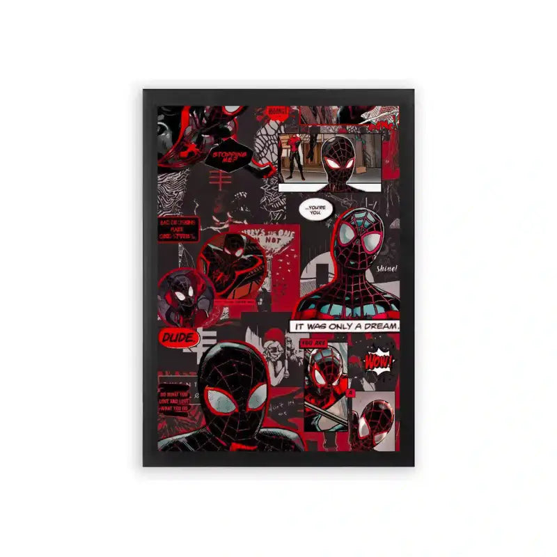 Spiderman 'Web of Intrigue' Framed Poster Black Premium Wood