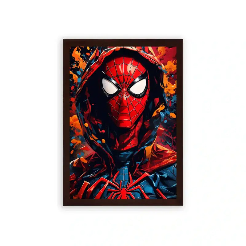 Spiderman 'A Hero's Resolve' Framed Poster Brown Premium Wood