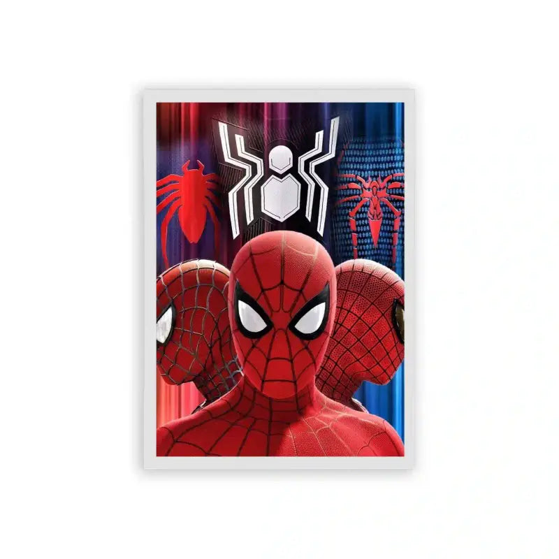 Spiderman 'A Spectrum of Suits' Framed Poster White Hard Fiber